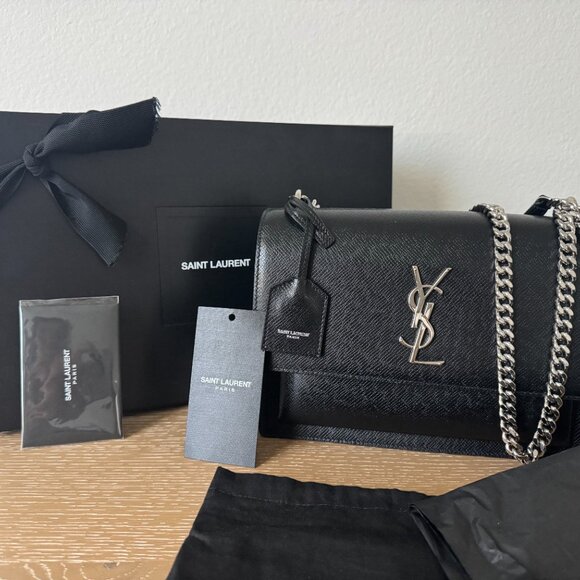 YSL Bag MNG M Sunset Pavee Eco Nero - Picture 1 of 5